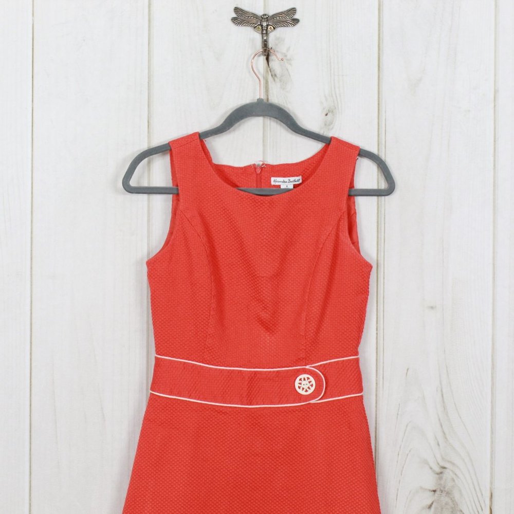 Alexandra Bartlett Orange Crochet Trim A Line Vintage Style Dress Size 4 - Picture 2 of 11